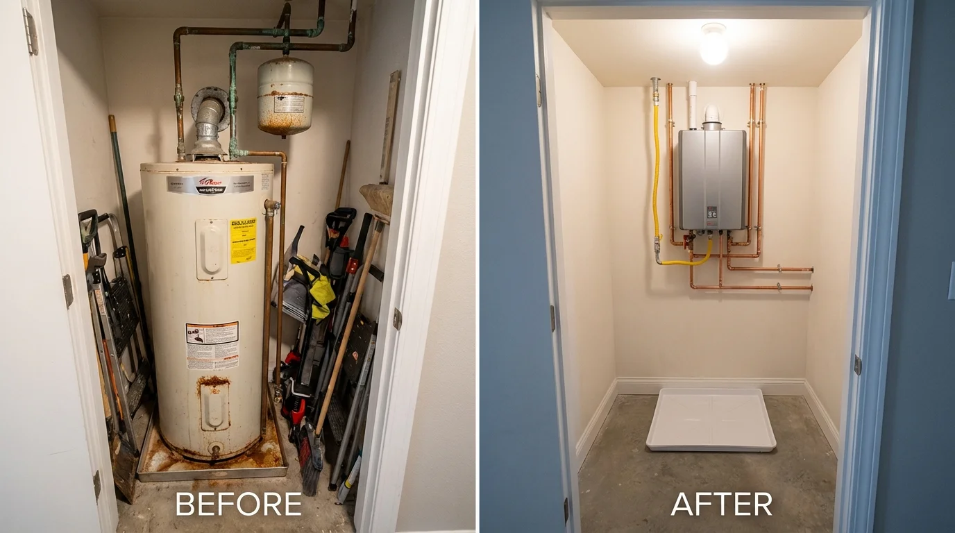 Tank water heater versus wall-mounted tankless unit comparison for McAllen, TX homeowners