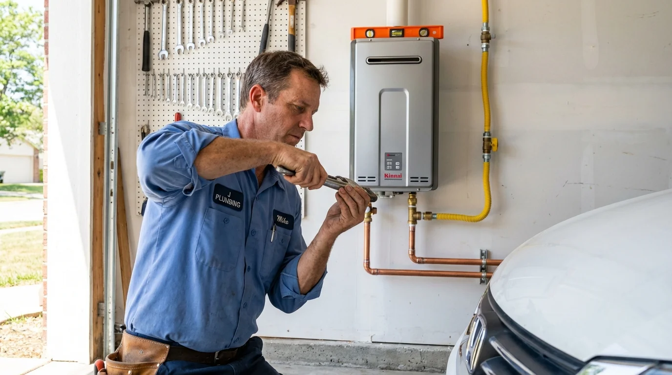 Tankless water heater installation by a Johns Plumbing LLC plumber in McAllen